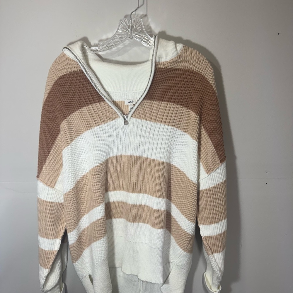 Aerie Multicolor Striped Cowl Neck Sweater